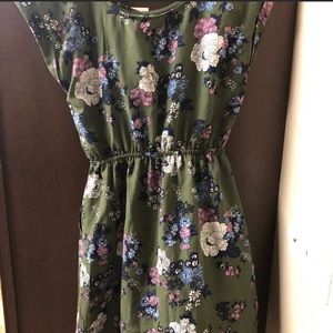 Hippe Rose Medium Skater Dress Olive Floral